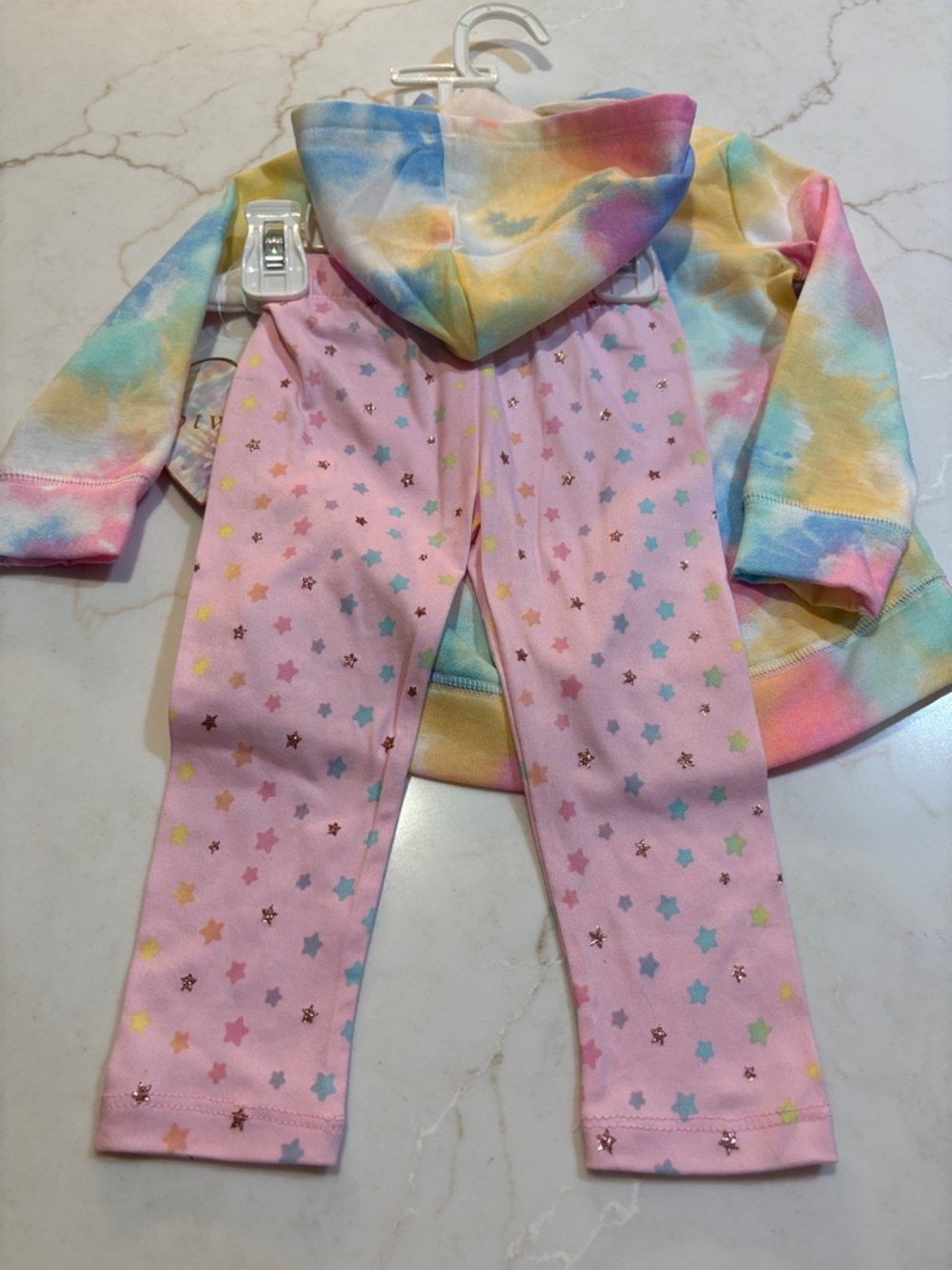 Btween Tie Dye Rainbow Hooded Pullover Cloud Applique 12 Months NWT Multi - Picture 2 of 6